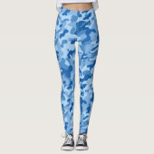 Camo Blues Gedrukte Aangepaste Dames Leggings (Voorkant)