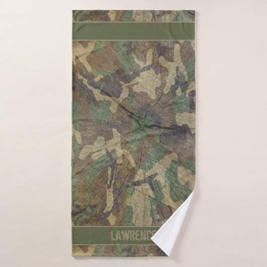 Camo Bois vert et Brown Effet Camouflage (Serviette de bain)