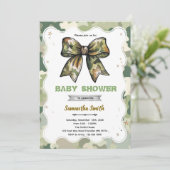 Camo Bow Baby Shower Invitation Kaart (Staand voorkant)