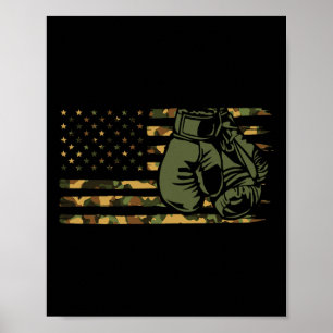 Camo Boxing Vlag voor Boxer - Amerikaanse Vlag Box Poster
