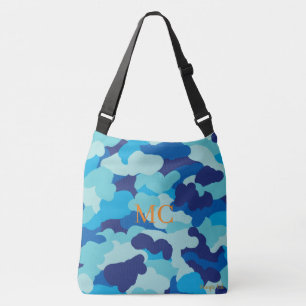 Camo Camouflage Blauw Groene Wolken Crossbody Tas