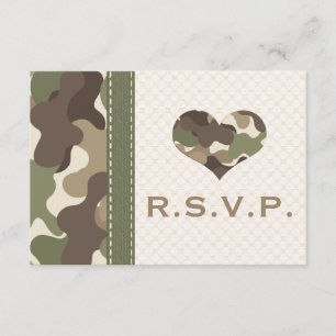Camo Camouflage Heart RSVP Responskaarten