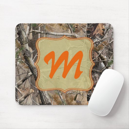 Camo Camouflage Hunting Monogram Initiaal Muismat (Met muis)