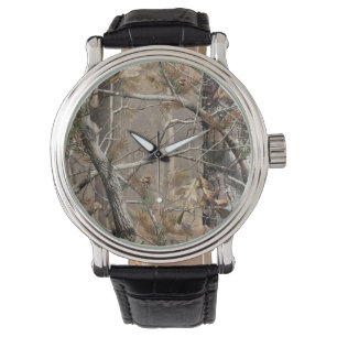 Camo camouflage jacht op echt lederen band horloge