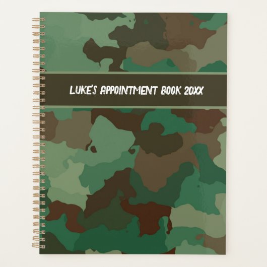 Camo Camouflage Militaire Monogrammed Naam Planner (Voorkant)