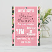 Camo Camouflage & Pink Anniversaire Invitation (Debout devant)