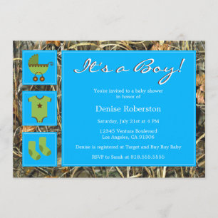 Camo - C'est un garçon ! - Invitation Baby shower
