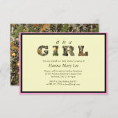 Camo C'est une invitation à un Baby shower féminin (Devant / Derrière)