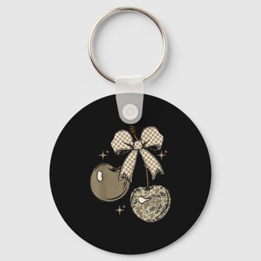 Camo Checkered Cherry Bow, Hunting,checkered Patte Sleutelhanger (Voorkant)