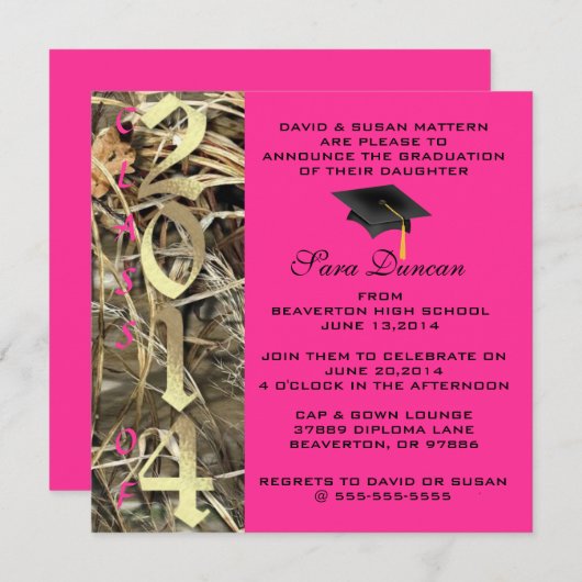 Camo Classic Elegant 2014 Afstuderen Uitnodiging (Voorkant / Achterkant)