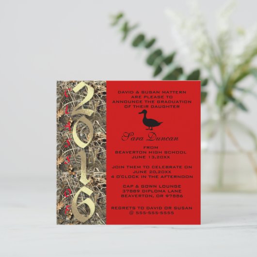 Camo Classic Elegant 2016 Graduation Invitation (Debout devant)