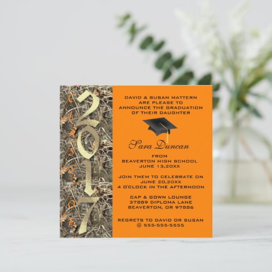 Camo Classic Elegant 2017 Afstuderen Uitnodiging (Staand voorkant)