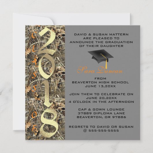 Camo Classic Elegant 2018 Graduation Invitation (Devant)