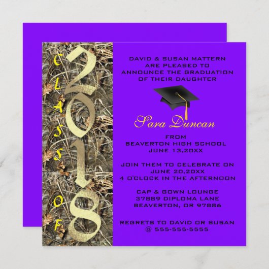Camo Classic Elegant 2018 Graduation Invitation (Devant / Derrière)