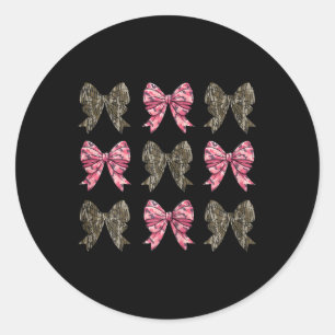 Camo Coquette Bow Eend Jagen Kinder Meisjes Bogen Ronde Sticker