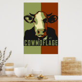 Camo Cowmoflage Pop Art Cow Poster (Cuisine)