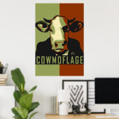 Camo Cowmoflage Pop Art Cow Poster (Bureau à domicile)