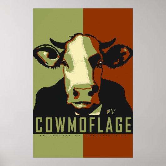 Camo Cowmoflage Pop Art Cow Poster (Devant)