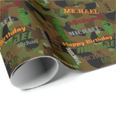 Camo Custom NAME Happy Birthday Gift Cadeaupapier (Rol Hoek)