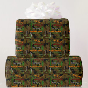 Camo Custom NAME Happy Birthday Gift Cadeaupapier
