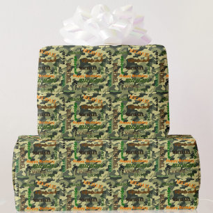Camo Custom NAME Happy Birthday Gift Cadeaupapier