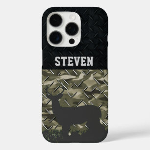 Camo Deer Hunting Personalized Buck Antlers iPhone 16 Pro Hoesje