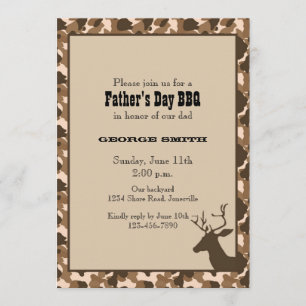 Camo Deer Vaderdag Party Invitation Kaart