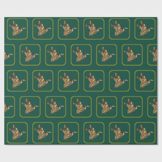 Camo Duck in flight Wrapping Paper Cadeaupapier (Vlak)