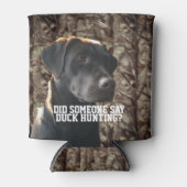 Camo Duck Jacht Chocolade Lab Vogel Hondenbier Blikjeskoeler (Voorkant)