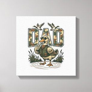 Camo Eend Papa Vintage Gravure T-Shirt Design_1 Canvas Afdruk