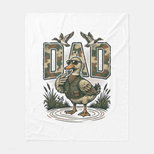 Camo Eend Papa Vintage Gravure T-Shirt Design_1 Fleece Deken