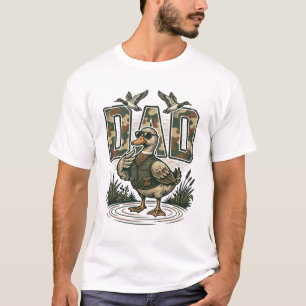 Camo Eend Papa Vintage Gravure T-Shirt Ontwerp_1