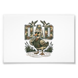 Camo Eend Papa Vintage Gravure T-Shirt Ontwerp_1 Foto Afdruk
