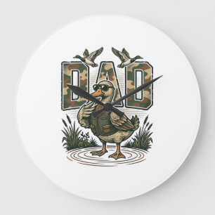 Camo Eend Papa Vintage Gravure T-Shirt Ontwerp_1 Grote Klok