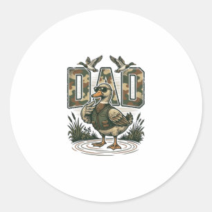Camo Eend Papa Vintage Gravure T-Shirt Ontwerp_1 Ronde Sticker