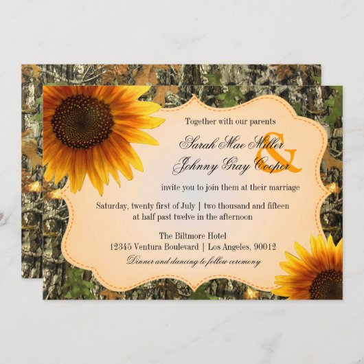 Camo en Oranje uitnodiging voor het uitzenden van  (Voorkant / Achterkant)