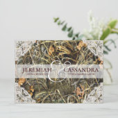 Camo en White Lace Wedding Invitation Kaart (Staand voorkant)
