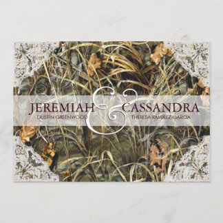 Camo en White Lace Wedding Invitation Kaart