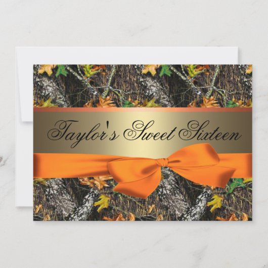 Camo et invitation orange de sweet sixteen (Devant)