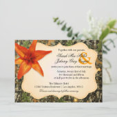 Camo et Orange Lily Faire-part de mariage (Debout devant)