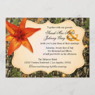 Camo et Orange Lily Faire-part de mariage