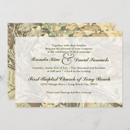 Camo Faire-part de mariage (Devant / Derrière)