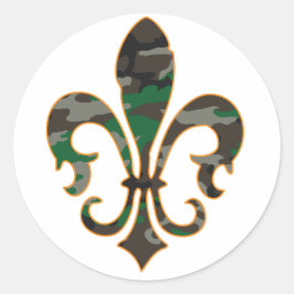 Camo Fleur De lis Ronde Sticker