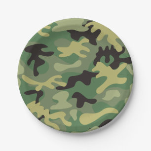 Camo Green   Verjaardag leger Papieren Bordje