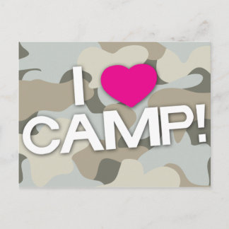 Camo gris J'AIME LE CAMP ! Carte postale