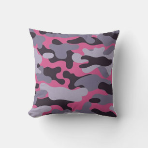 Camo gris rose imprimé oreiller à lancer