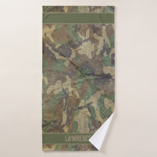 Camo Groen en Bruin Hout Logs Effect Camouflage Badhanddoek