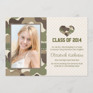 CAMO HEART AFSTUDEREN FOTO ANNOUNCEMENT INVITE KAART