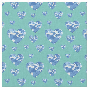 Camo Hearts Blue Boys Country Camouflage Stof