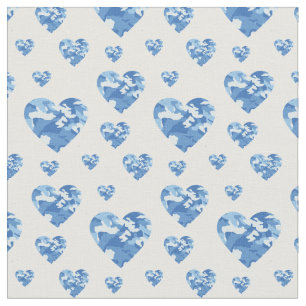 Camo Hearts Blue Boys Country Camouflage Stof